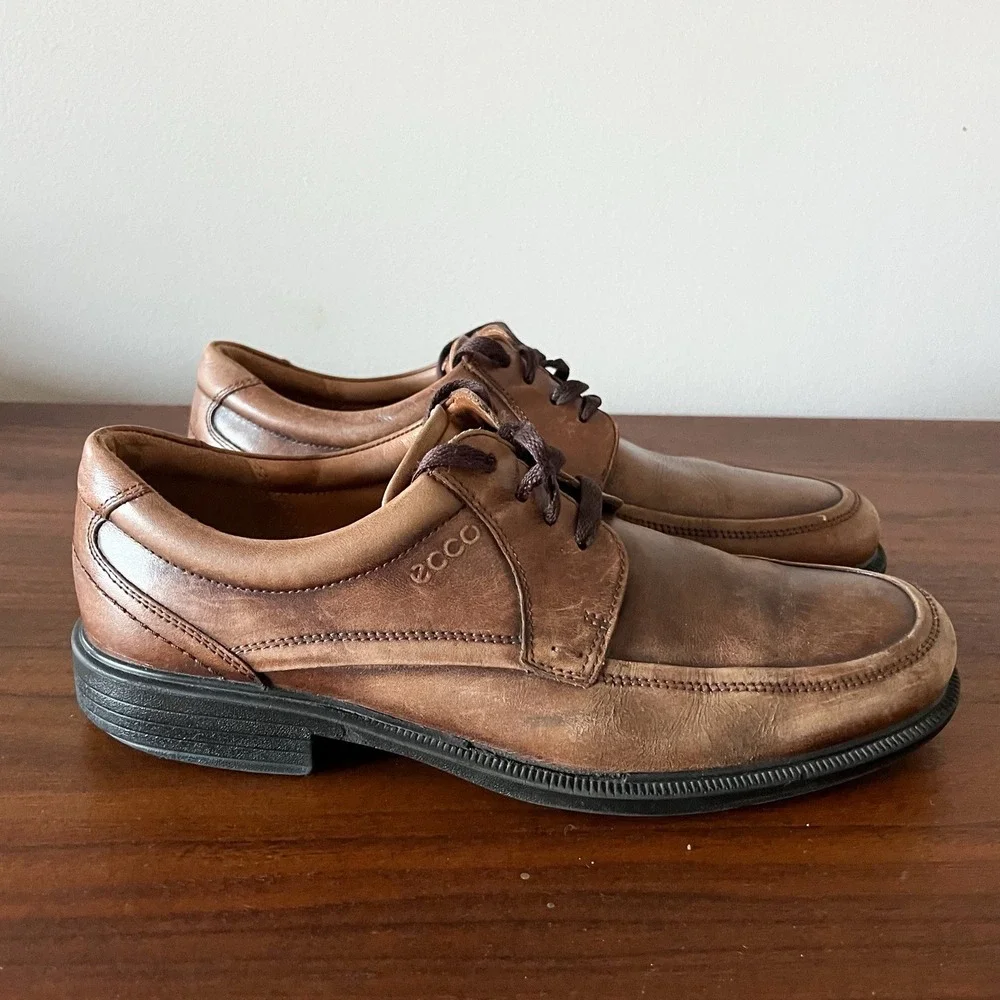 ECCO Men's Leather Lace Up Comfort Fit Oxford Dress Shoes Brown EU‎ 43